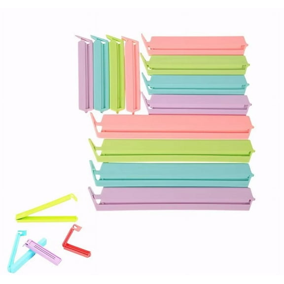 12pcs Food Bag Sealing Clips, Multi-colors Fresh-Keeping Clamp for Food and Snack Bags Assorted Size Plastic Bag Sealer Clips for Coffee Potato Chip Snack Food Storage Bag