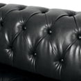 thumbnail image 6 of GDF Studio Marengo Contemporary Tufted 3 Seater Sofa, Midnight Black Faux Leather and Dark Brown, 6 of 7