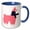 Blue/White, variant on 3drose, Cute Creative Pink Llama Wearing a Blue Scarf Cartoon, 11oz Two-tone Blue Mug