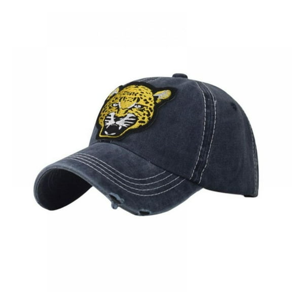 Adult Unisex Baseball Hat Cap Cheetah Embroidery Washed Cotton Plain Blank Adjustable Size