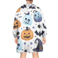 thumbnail image 2 of Wearable Oversized Blanket,Colorful Pumpkin Halloween Pattern Wearable Blanket Hoodie for Adults,Cozy Hooded Blankets with Super Pockets,Super Warm Fuzzy Pullover for Women & Men, 2 of 6