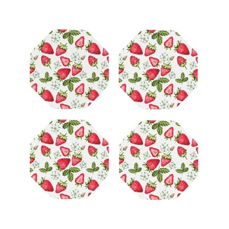 

Tideii Strawberry1 for Leather Coasters 4 Pieces Anti-fouling and Anti-scalding Decorative Coasters Suitable for Restaurants Kitchens Coffee Shops-Octagon