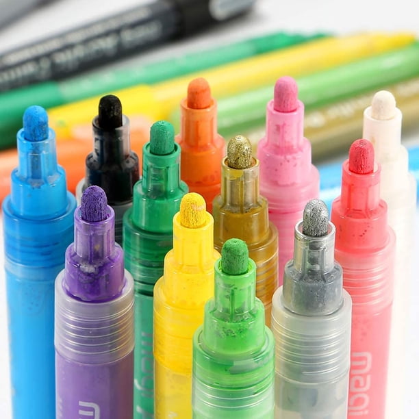 24 Feutres Acryliques Pastel Pointe Fine 0,7mm - Marqueurs Peinture Multi-Surfaces