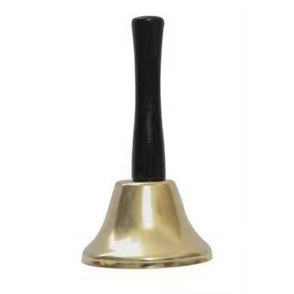 Nvzi Campana de mano - Campana de llamada de mano con mango de madera maciza de latón, campana de mano muy fuerte, campana de mano grande de 2,56 pulgadas, cservicios y juegos, doradas