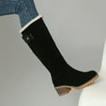 thumbnail image 6 of Black Female Warm Boots With Chunky Heel And Belt Buckle Design For Outdoor Winter Fashion, 6 of 6