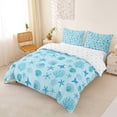 thumbnail image 2 of jejeloiu Light Blue Seashell Coral Bedding For Girls,Ocean Starfish Pattern Duvet Cover Full,Blue White,Reversible,3 Pieces,1 Duvet Cover and 2 Pillowcases, 2 of 6