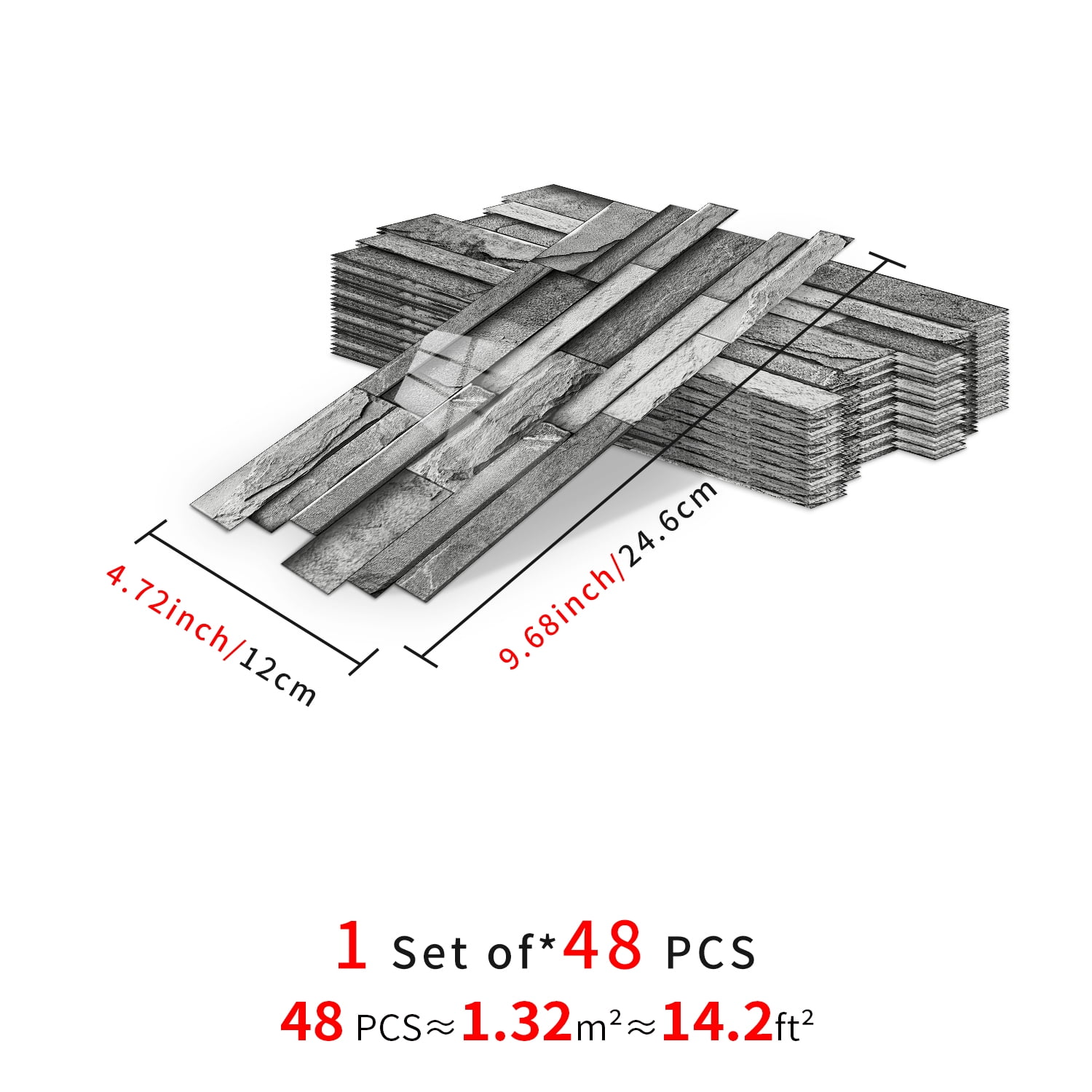 Peel and Stick Backsplash 3D Wall Tiles,Self-Adhesive,Oil Proof,Waterproof, Removable Wall Panels for Kitchen & Bathroom,Modern Design, Easy Install (9.68x4.72 inch,48 Pack)