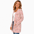 thumbnail image 2 of Women's Plus Size Pink Ditsy Floral Cardigan, Long Sleeve Open Front Tunic with Pockets, 2 of 8
