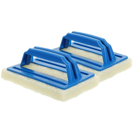 OUNONA 2Pcs Blue Scrubbing Pads with Handle for Bathroom and Kitchen Cleaning