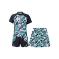 thumbnail image 3 of vastwit 3Pcs Girls Floral Swimsuit Short Sleeve Swimshirt with Shorts Skirt Rash Guard Swim Set Black 8, 3 of 7
