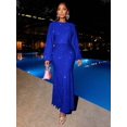 thumbnail image 7 of Royal Blue Sparkly Mermaid Hem Bodycon Maxi Dress For Evening Party Dating, 7 of 7