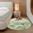 thumbnail image 2 of Tropical Plants Round Area Rug 5Ft Washable Circle Rugs for Living Room Bedroom, Summer Watercolor Green Palm Leaf on Linen Non-Slip Carpet Floor Mats Indoor Outdoor Carpet Runner Home Decor, 2 of 8