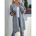 thumbnail image 6 of Women'S Long Open Front Cardigan Striped Color Block Loose Knit Sweaters Outwear Coat Grey M, 6 of 8