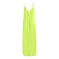 thumbnail image 4 of Patlollav Travel Clothes Women Dresses, Women's Summer Casual Sleeveless Round Neck Solid fork Opening Dress, 4 of 6
