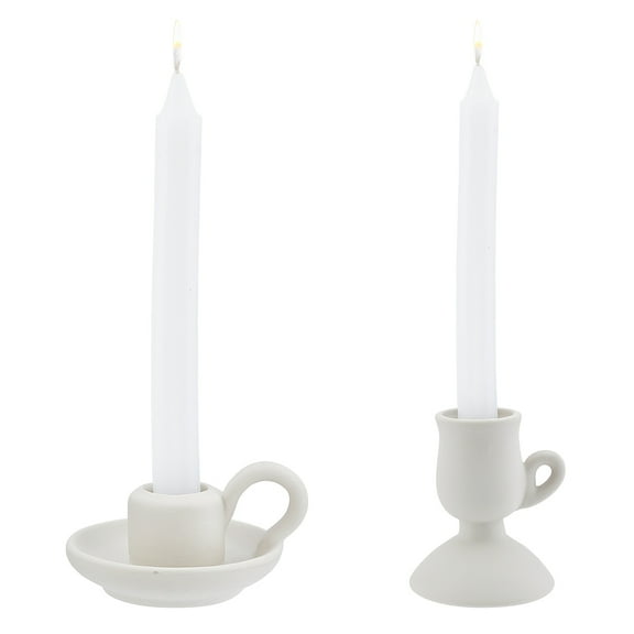 2pcs 2 style Ceramic Candle Holder Taper Candle Holder for Wedding Party Home Decoration White 60~120x50~80mm Hole: 35mm 1pc/style Porcelain