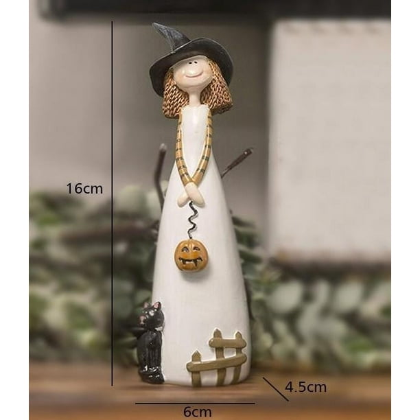 Uuiauoio Halloween Witch Coven Resin Figurine Set with Pointed Hats and Pumpkins for Spooky Home Holiday Party Decor