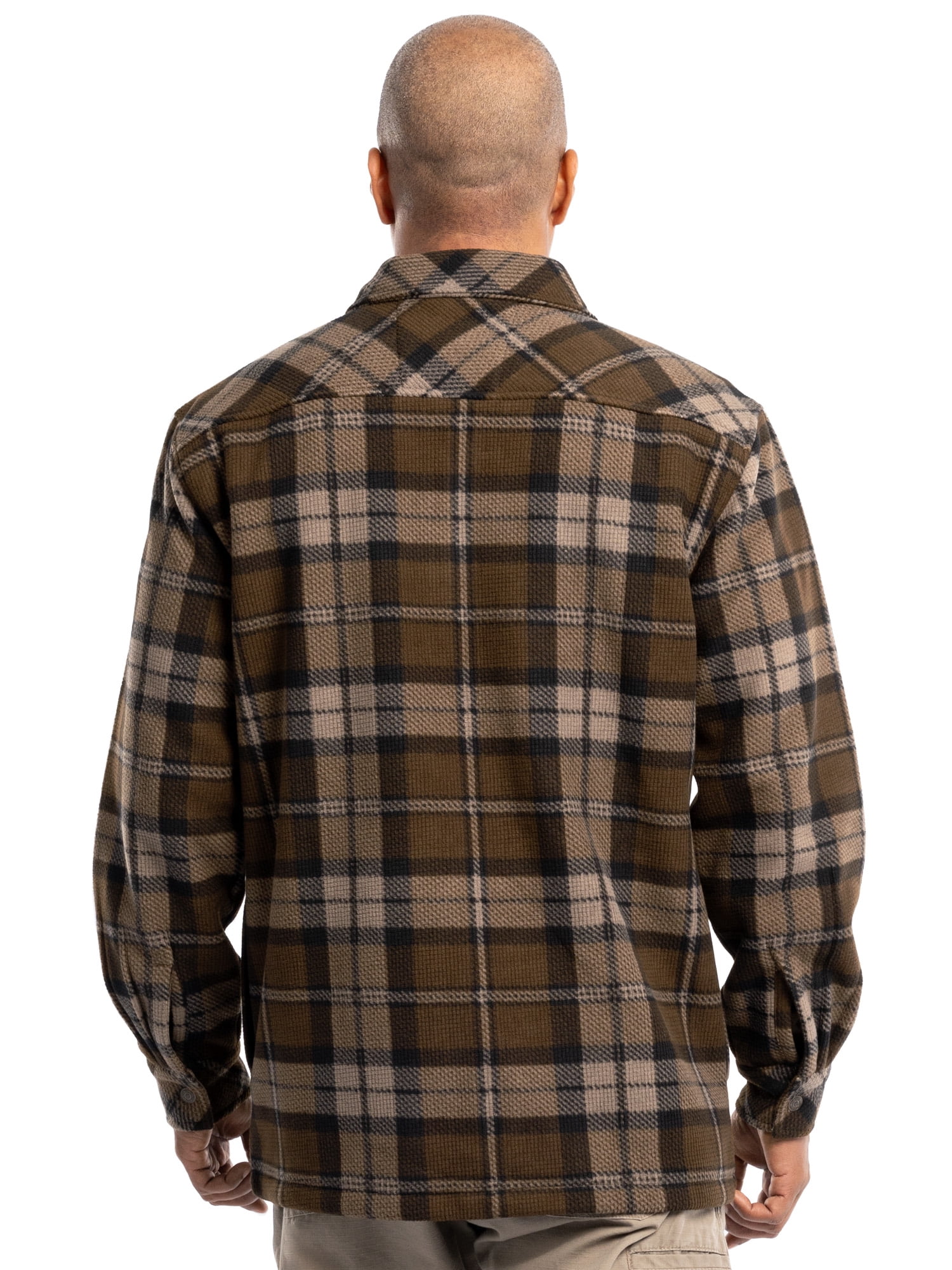 Wrangler Workwear Men's Button-up Bonded Flannel Texture Long Sleeve Overshirt, Size S-3XL