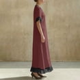 thumbnail image 6 of YuXingFu Boho Dresses for Women Maxi V-Neck Plus Size Womens Dress 1/4 Sleeve Solid Color Long Casual Summer Red S, 6 of 7