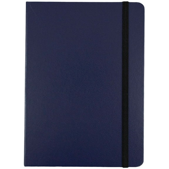 JAM Paper Hardcover Notebook with Elastic Band, 1/Pack, Blue, Medium, 5 x 7, 100 Lined Sheets