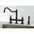thumbnail image 3 of Kingston Brass KS3275PXBS Restoration Bridge Kitchen Faucet with Brass Side Sprayer, Oil Rubbed Bronze, 3 of 8