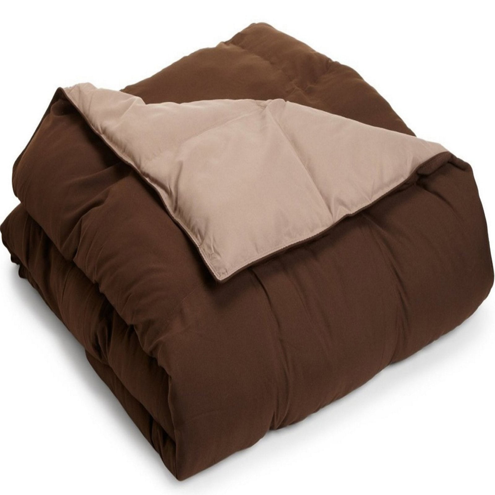 Superior Down Alternative Reversible Comforter, King, Taupe/ Choco