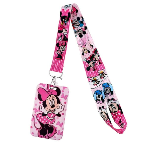 Minnie Mouse Cartoon Character AOP with ID Holder Lanyard Keychain