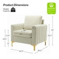 thumbnail image 5 of Velvet Upholstered Club Accent Chairs Set of 2 Lounge Armchairs Single Sofa Removable Backrest Golden Legs Home Living Room White, 5 of 6
