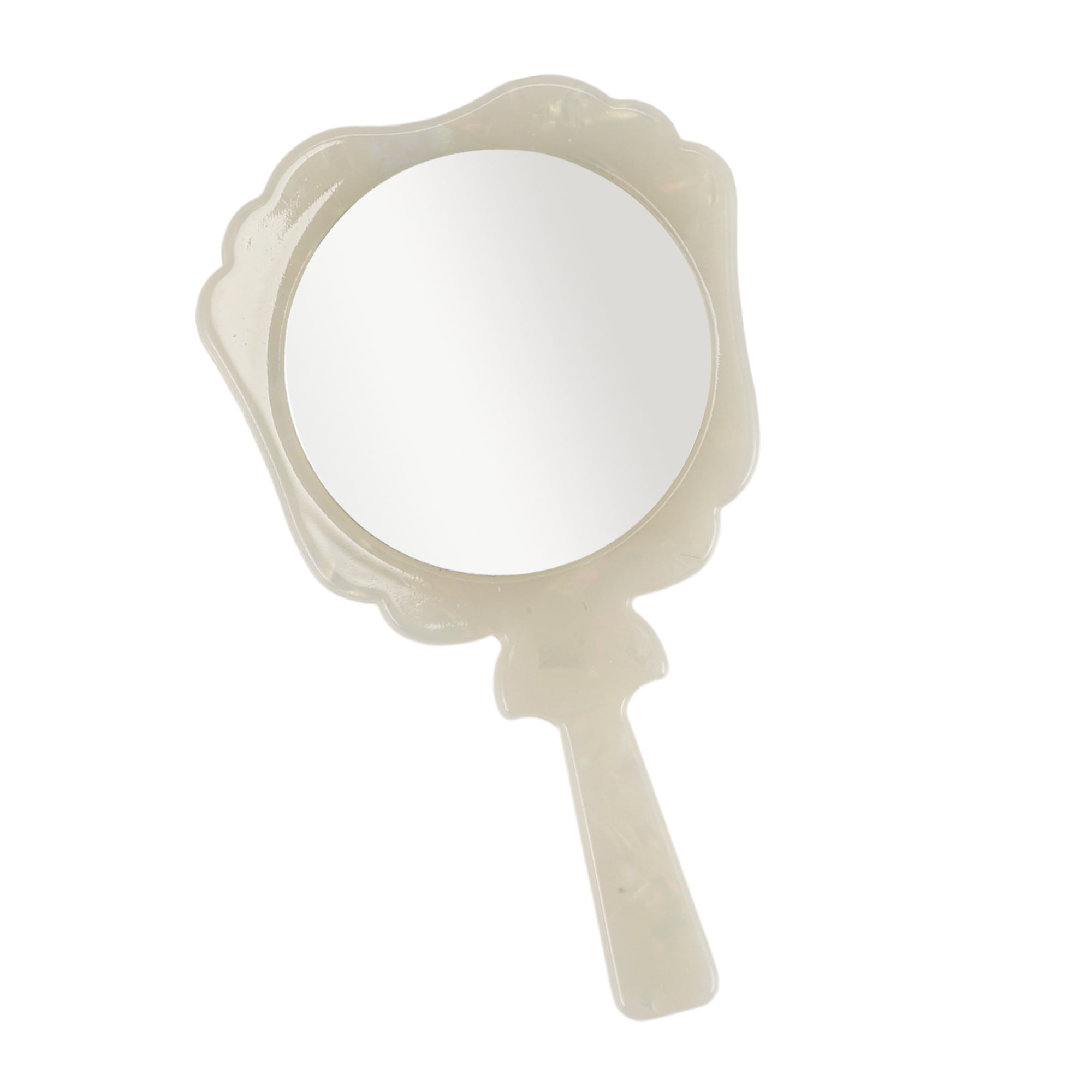 Unique Bargains 1Pc Handheld Makeup Mirror for Beauty Vacation Travel White
