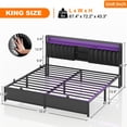 thumbnail image 4 of Homieasy King Upholstered Platform Bed with LED Lights and Storage, Black, 4 of 7
