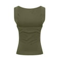 thumbnail image 4 of Staron Women's Casual Round Neck Tank Top Open Back Sleeveless Blouse Solid Color Cropped Fashion Summer Vacation Party, Army Green M, 4 of 7