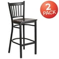 thumbnail image 3 of Flash Furniture 2 Pk. HERCULES Series Black Vertical Back Metal Restaurant Barstool - Walnut Wood Seat, 3 of 8