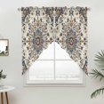 thumbnail image 2 of Swag Valance Curtains for Windows, Brown Blue Boho Light Filtering Kitchen Curtains with Rod Pocket, Southwestern Geometric Ethnic Decorative Window Treatment Valances for Living Room, 36x45 - 2 PCS, 2 of 9