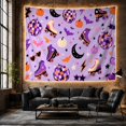 thumbnail image 5 of Retro Roller Skates with Disco Balls and Bats, Playful Retro Style for Roller Skate Fans, Halloween Wall Decor, Halloween Gift, Tapestry Wall Hanging for Bedroom and Dorm, 5 of 6