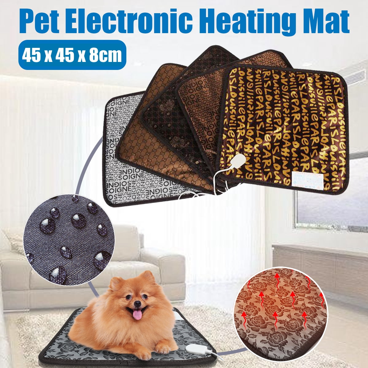 Pet Electric Heating Mat Dog Cat Puppy Thermal Cushion Mat Pad