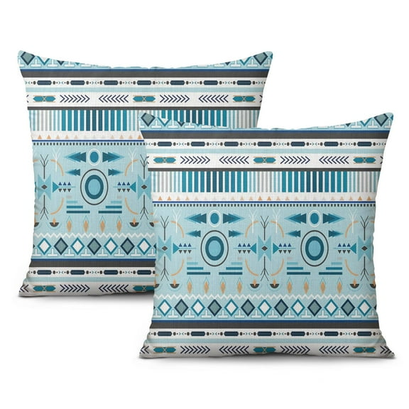 Blue Linen Decorative Pillow Covers - Set of 2, 16x16inch - Perfect for Modern Farmhouse and Boho Outdoor Living Room or Sofa