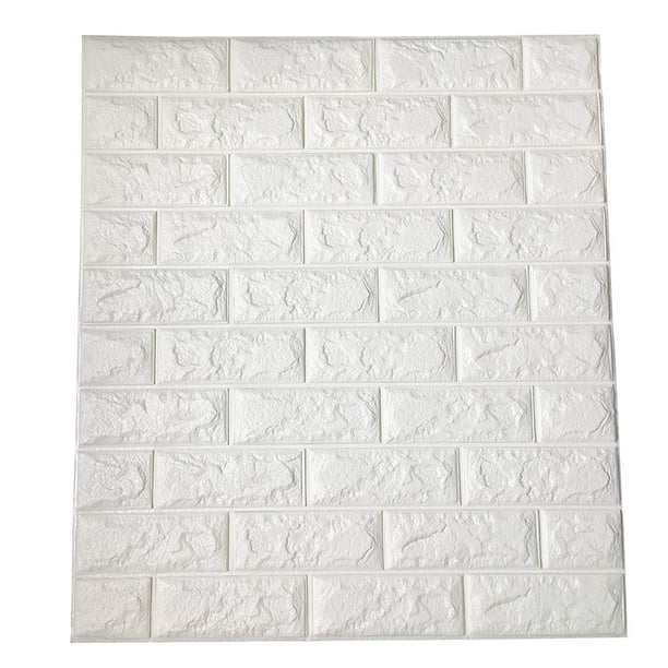 Art3d Peel and Stick 3D Wall Panels, PE Foam White Brick Wallpaper, Set of  8(46 ) 