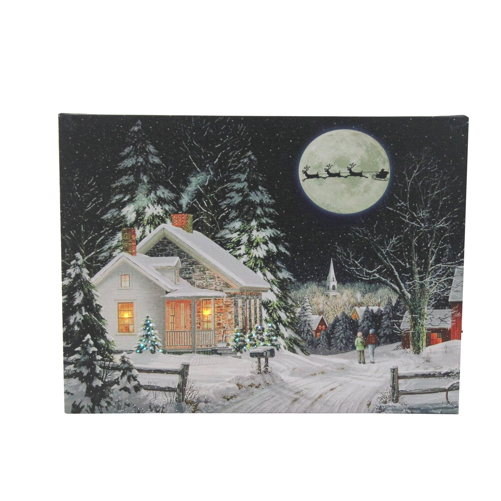 LED Fiber Optic Lighted Santa Claus Coming to Town Christmas Wall Art