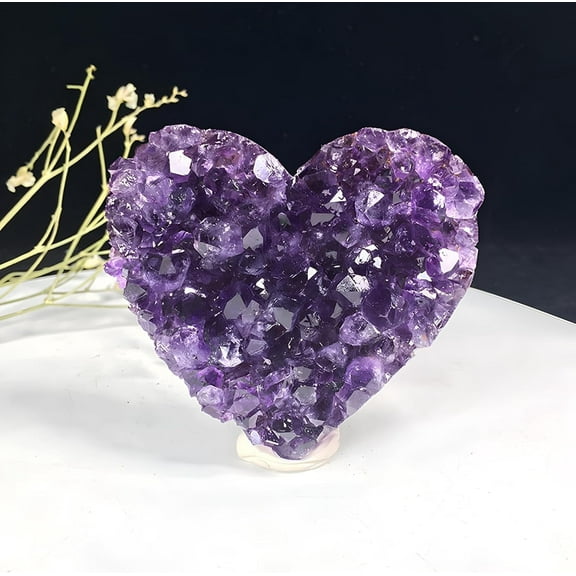 Amethyst Healing Stones, Heart-Shaped Crystal Rocks, Healing Amethyst Crystal,Crystal Geode Cluster,Quartz Crystals Mineral Stones,Home Decor Crystal Gifts,1.6 - 2 inch