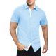 thumbnail image 1 of Camisas Vaqueras Para Hombre XXL Camisa casual de moda de lino para hombre con botones de manga corta a juego de color de solapa de verano (Blue, XXL), 1 of 7