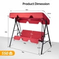 thumbnail image 7 of Ktaxon 3-Person Porch Swing with Stand, Outdoor Swing Chair with Adjustable Canopy & Cushion, Red, 7 of 7