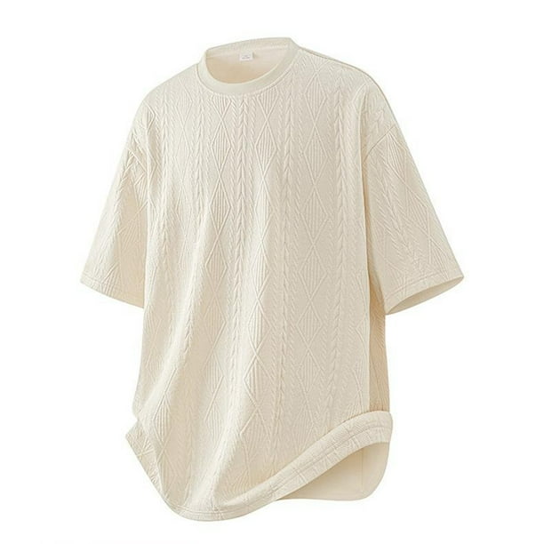 Camisetas informales para hombre: manga corta, cuello redondo, rayas, estilo jacquard único para el verano, cómodas y elegantes.