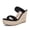 black, variant on Women wedge-shaped thick soled sandals with double straps woven slippers, summer cute slippers, beach vacation sandals