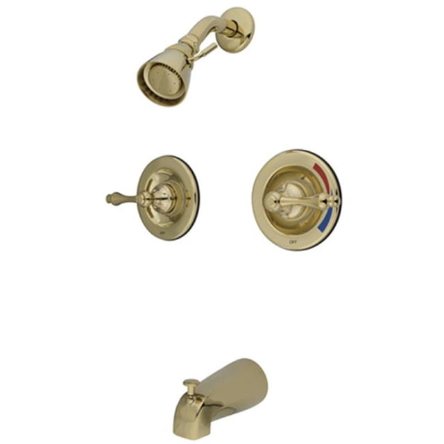 Twin Handles Pressure Balanced Tub And Shower Faucet - Polished Brass Finish