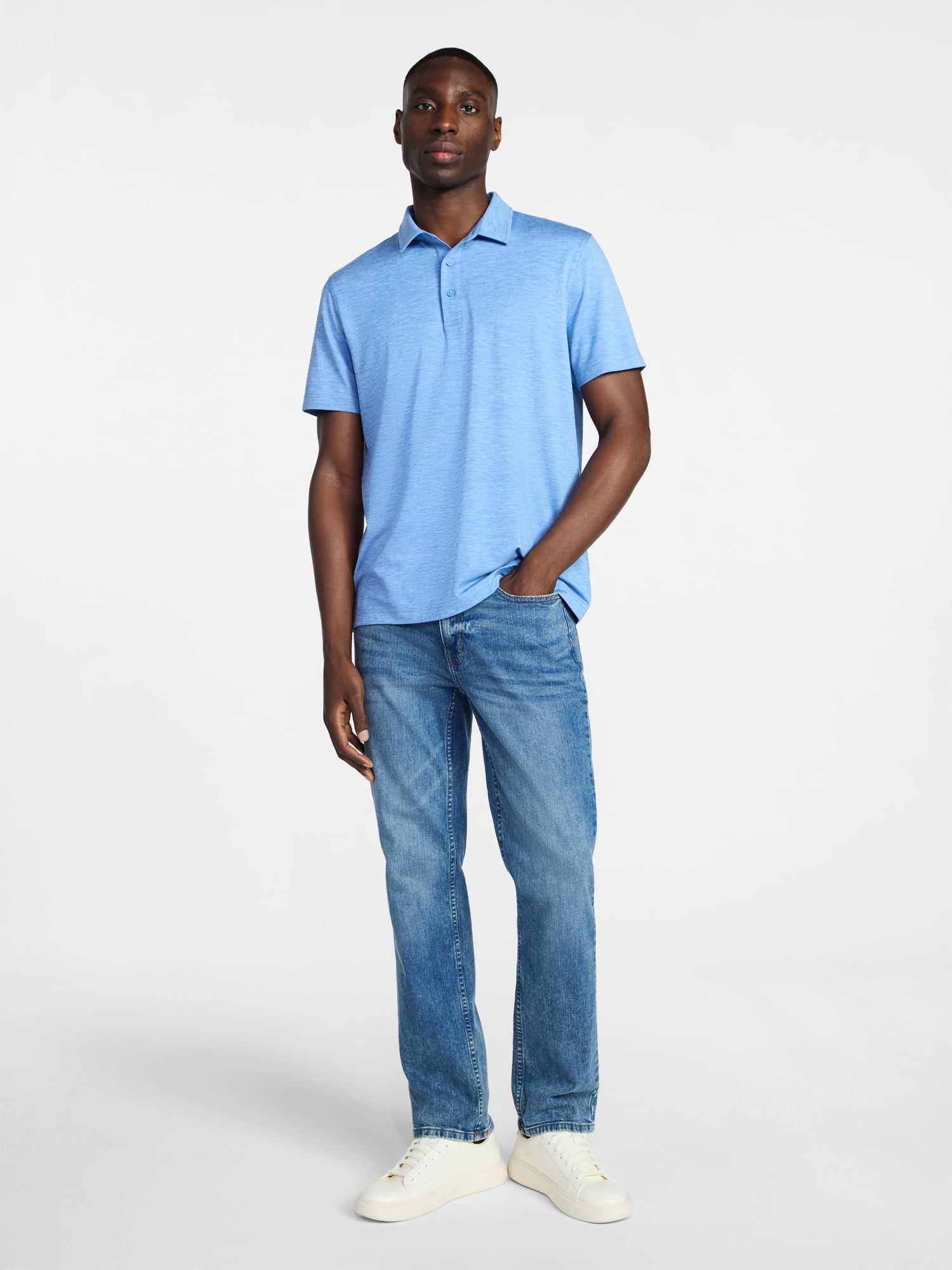 George Men's & Big Men's Relaxed Fit Short Sleeve Stretch Polo Shirt, Sizes S-5XL