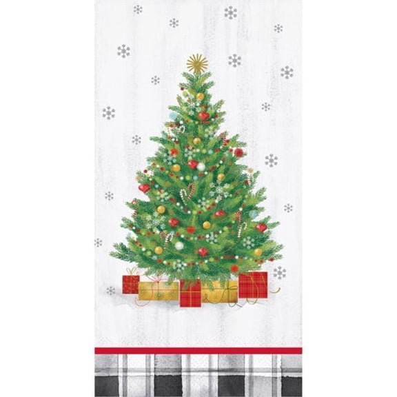 Creative Converting 352935 4 x 8 in. Holiday Tree Guest Towel