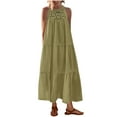 thumbnail image 3 of VBTAPA Womens Halter Neck Maxi Dress Hollow Out Lace Trim Casual Summer Dresses Flowy Tiered Sundress Holiday Sales Green M, 3 of 7
