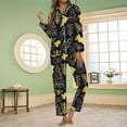 thumbnail image 2 of Women Christmas Outfit Women's Festive Holiday Print Flowy Long Sleeve Sleepwear Pajama Set for Cozy Comfort and Relaxation Blue L, 2 of 4