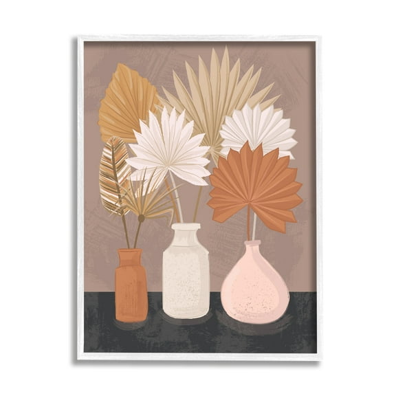Stupell Industries Palm Leaves Potted Plant Fans Bohemian Still Life,24 x 30, Design by Lisa Perry Whitebutton
