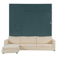 thumbnail image 6 of Harper & Bright Designs Queen Size Murphy Bed with Sofa and Cabinet, Wooden Queen Cabinet Bed Wall Bed with Shelves, Folding Wall Chest Bed for Guest Room Office, Green, 6 of 18