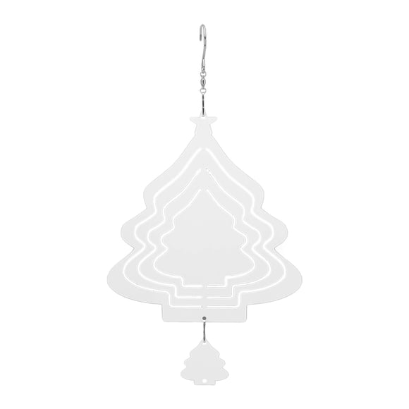 Campanas de viento de sublimación, ornamento giratorio de aluminio en blanco, decoración colgante de jardín en forma de árbol de Navidad para el hogar de Navidad